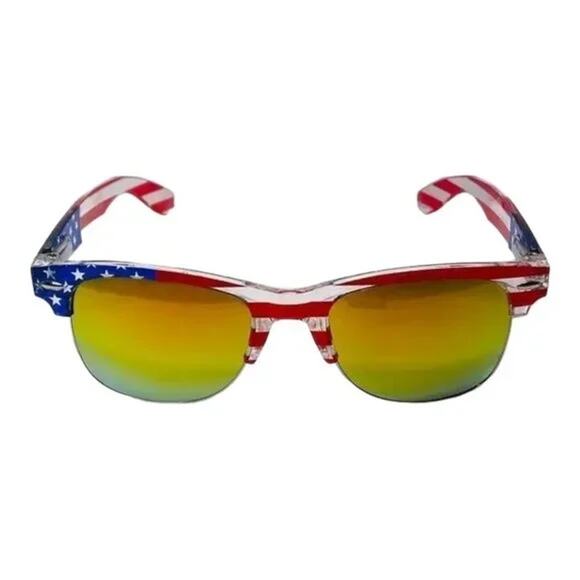 6026 | Gold Mirror USA Flag Wayfarer Sunglasses - Picture 1 of 5